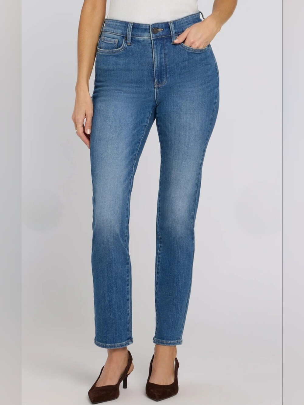 NYDJ Sheri Slim Straight High Rise Lift Tuck Technology Jeans, Size 10P, NWT